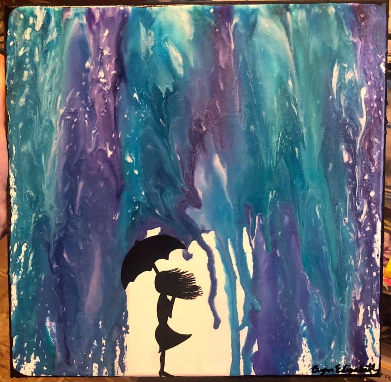 Melted Crayon Art Umbrella Umbrella in the Wind Woman in Etsy