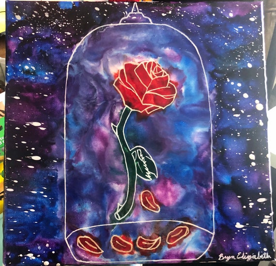 Beauty Rose Belle Night Sky Beast Melted Crayon Art Etsy