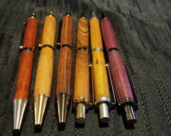 Exotic wood slim line pro click pens