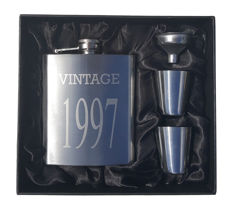 Perfect 21st Birthday Present Vintage 1997 Flask Gift Set