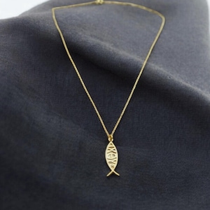Collar con colgante de pez de plata de ley chapada en oro, colgante Christian IXOYE