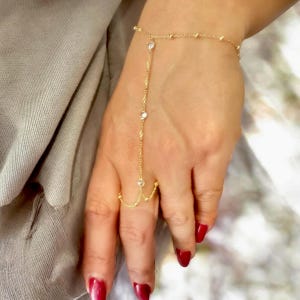 customized 925 k sterling silver gold plated with multi birthstone  Hand chain Bracelet,  Ring Bracelet, Ring Bracelet, Custom Hand Chain