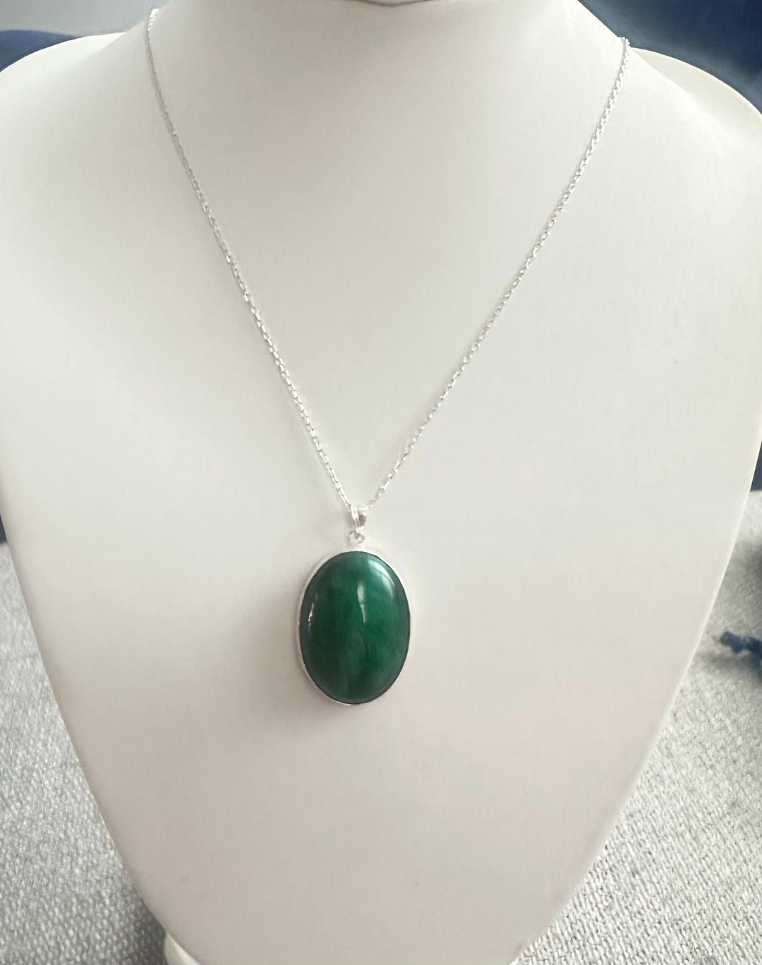 925シルバー グリーンストーン ネックレス グリーンペンダントネックレス、翡翠グリーンストーン925スターリング