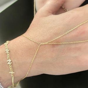 Name Slave Bracelet, Hand chain Bracelet, Slave Ring Bracelet, Zircon hand chain Ring Bracelet, Custom Hand Chain Diamond letter and Name