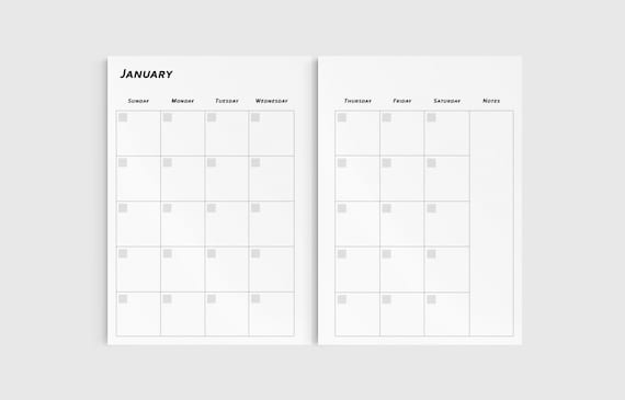a5 planner inserts undated monthly planner printable pages etsy