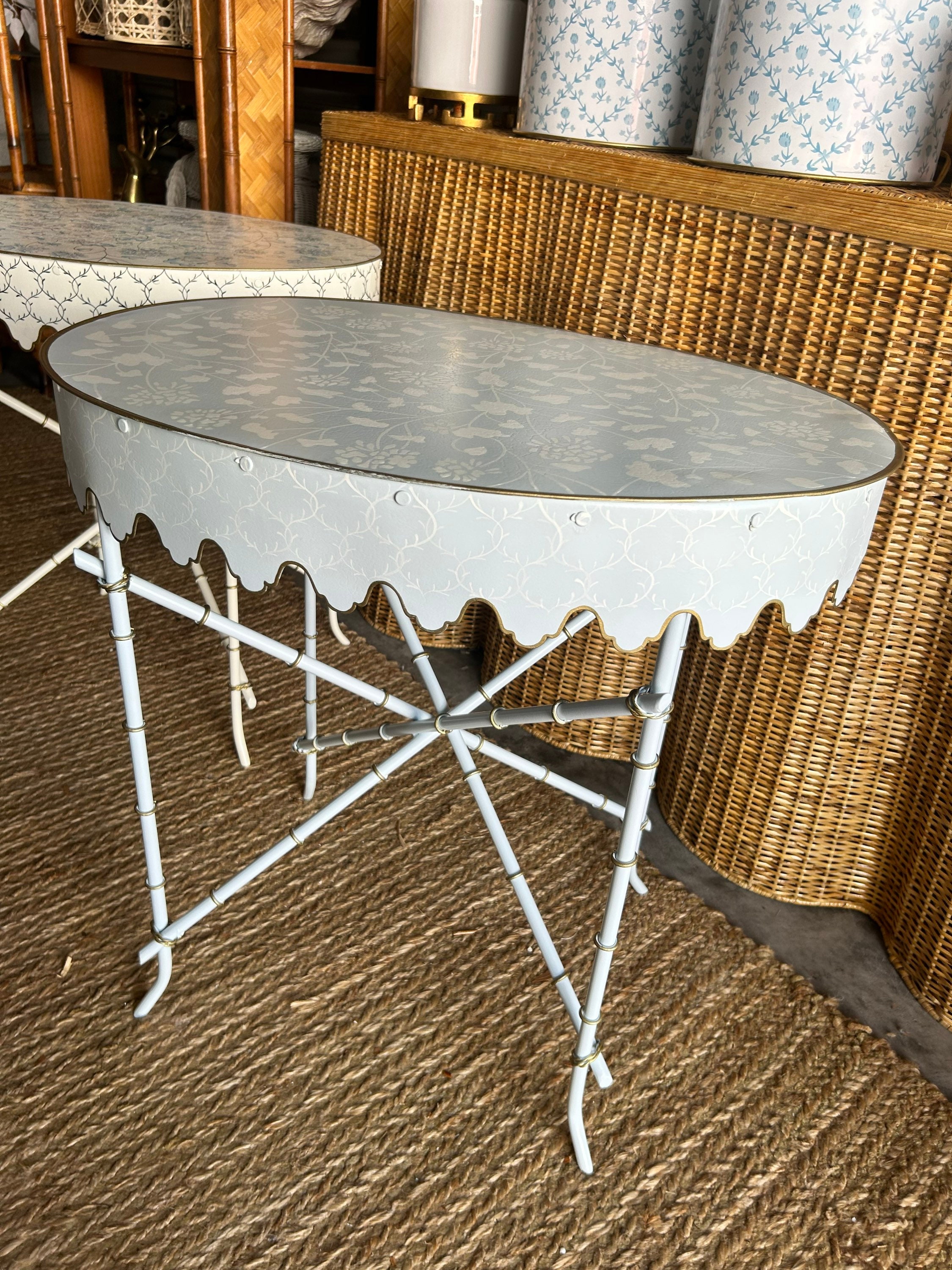 Spectacular Hand Painted Tole Scalloped Tables Dimensions 18 Etsy