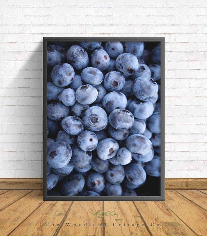 Blueberries Print Blueberry Printable Wall Art Blue Fruit Etsy