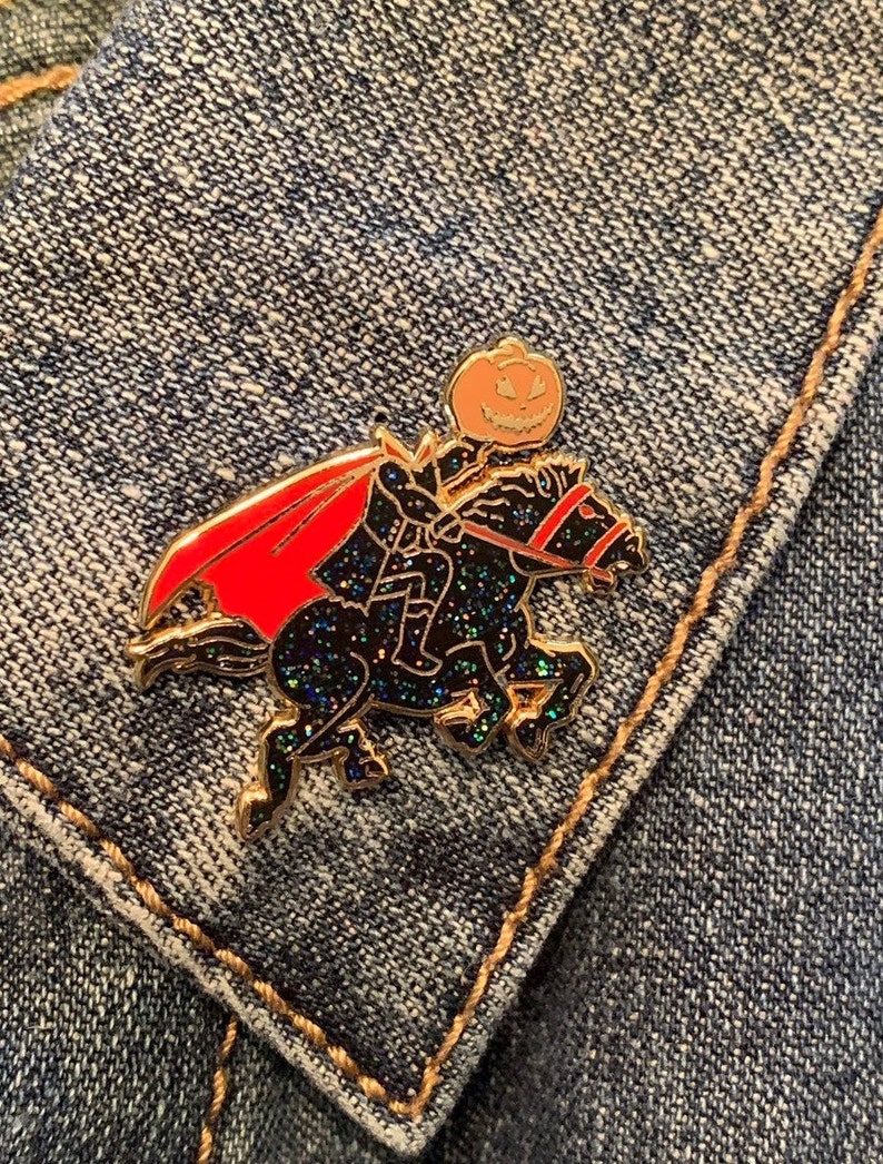 Glittery Headless Horseman Hard Enamel Pin | Etsy