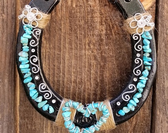 Lovely Turquoise Heart Horseshoe