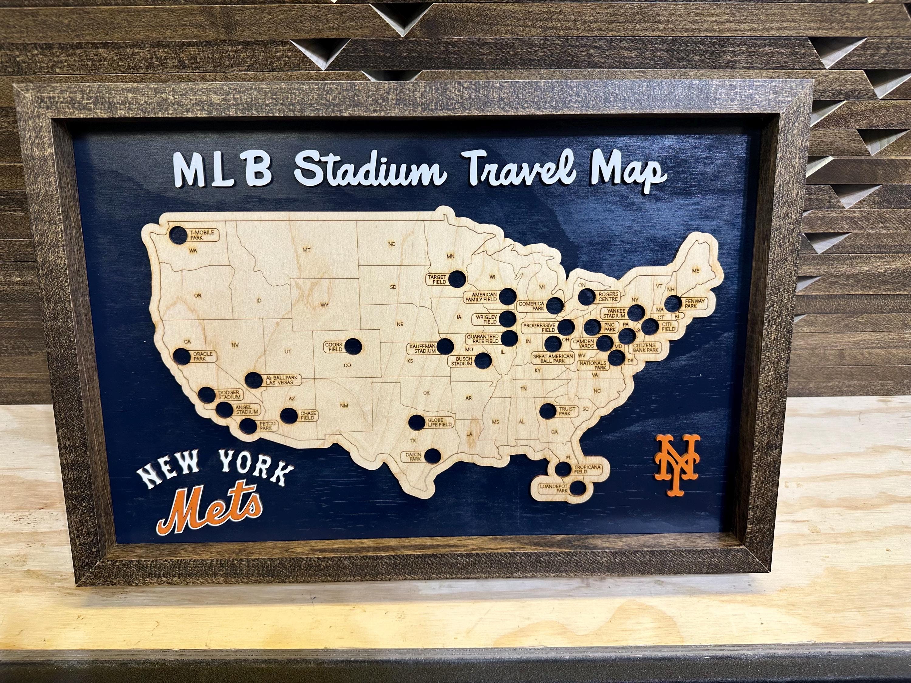 Framed MLB Stadium Travel Map: Baseball Bucket List - Etsy Norway