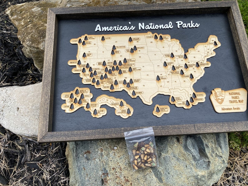 National Park Travel Map framed Custom Travel Map Hiking Etsy