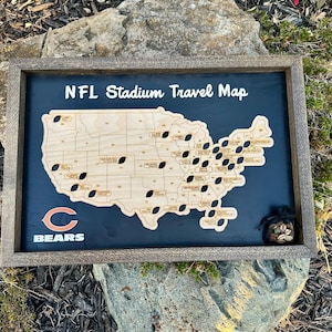 Mapa de viaje del estadio de la NFL (enmarcado): Lista de deseos de fútbol americano enmarcada