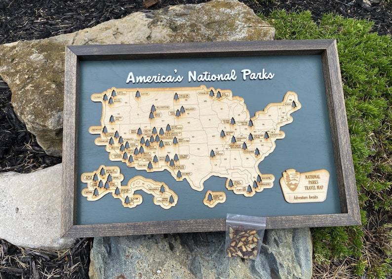 National Park Travel Map framed Custom Travel Map Hiking Etsy