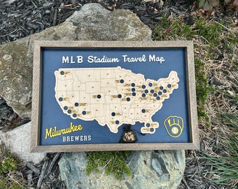 Framed MLB Stadium Travel Map: Baseball Bucket List