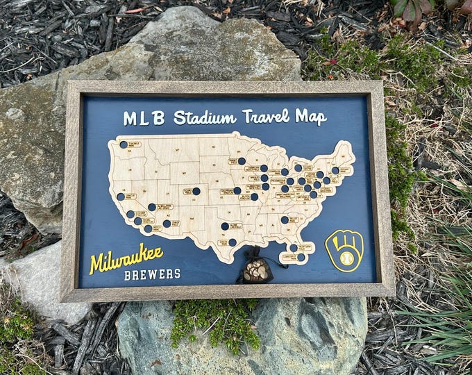 Framed MLB Stadium Travel Map: Baseball Bucket List
