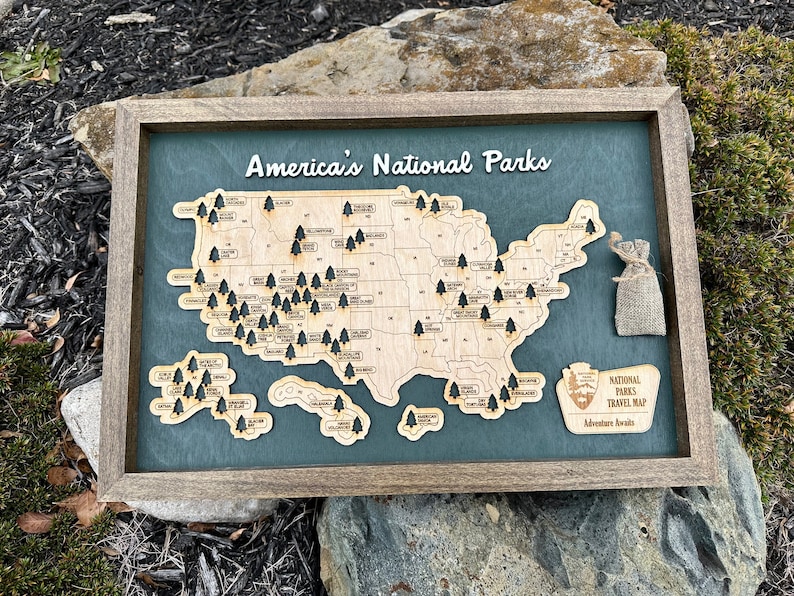 National Park Travel Map framed Custom Travel Map Hiking Travel Map US Travel Map Bucket List