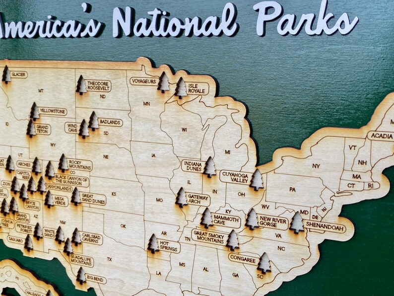 National Park Travel Map framed Custom Travel Map Hiking Etsy