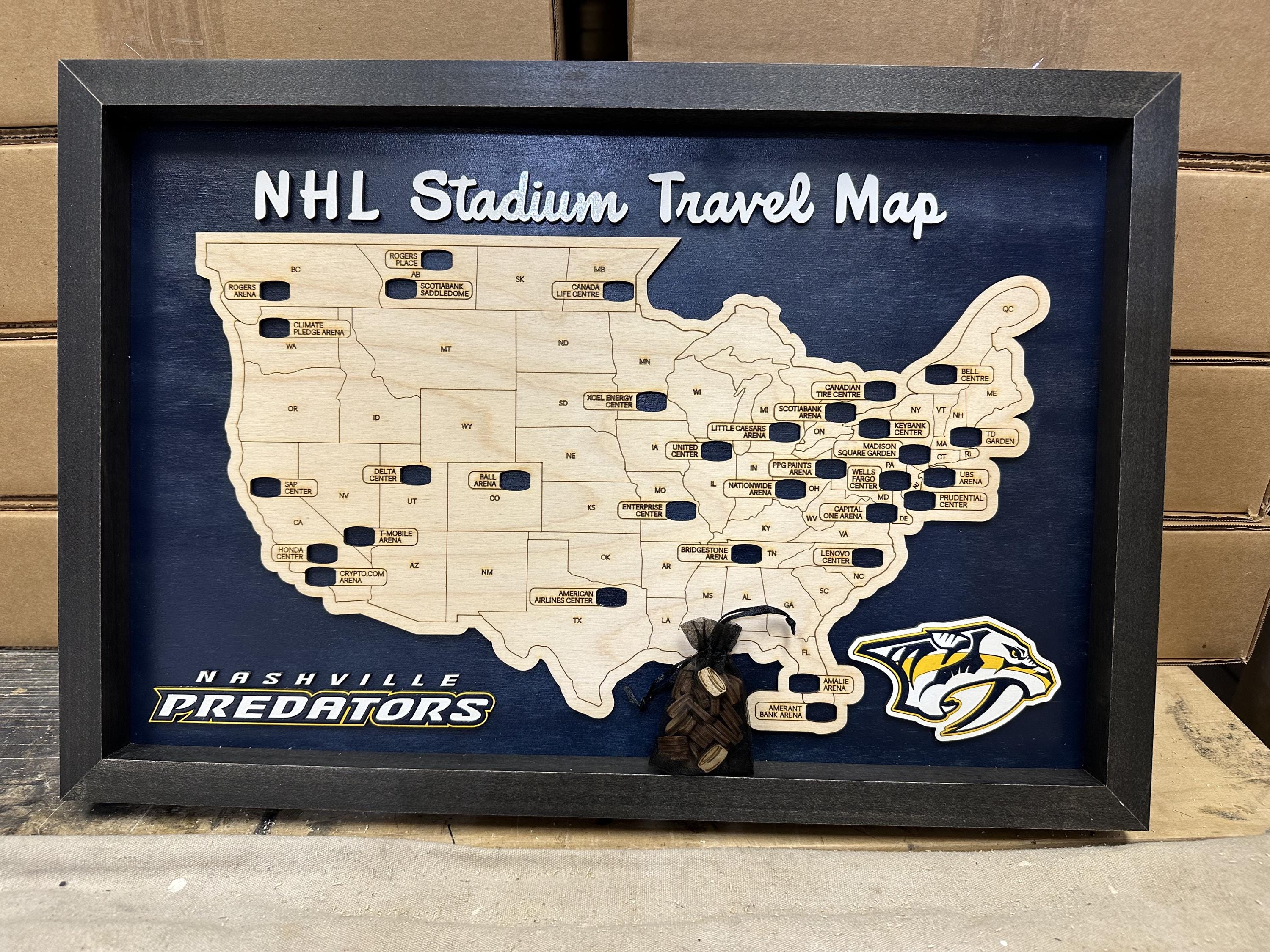 NHL Stadium Travel Map (framed): Laser-engraved Hockey Gift - Etsy