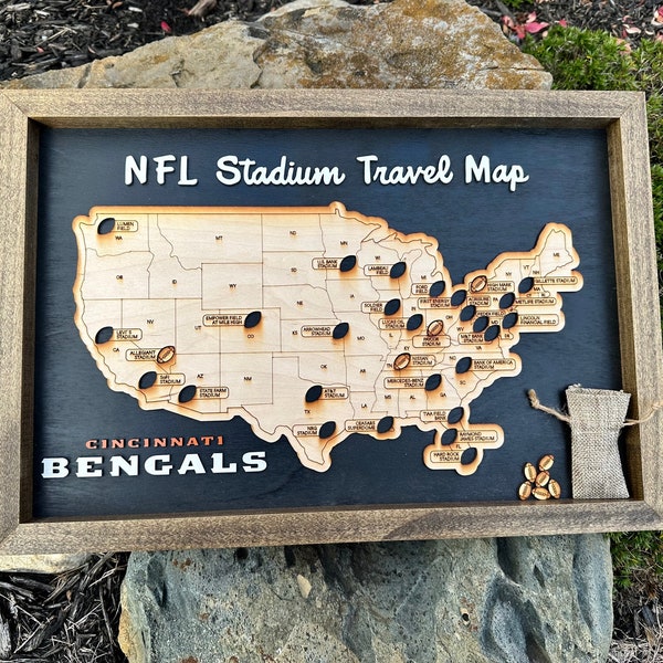 National Football League "NFL" Stadium Travel Map (Framed) | US Travel Map | Bucket List Travel Map