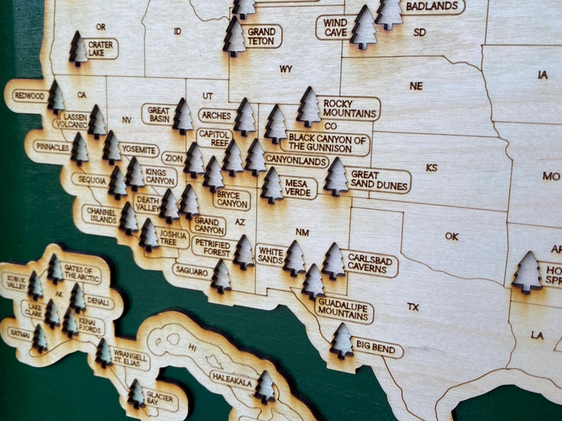 National Park Travel Map framed Custom Travel Map Hiking Etsy