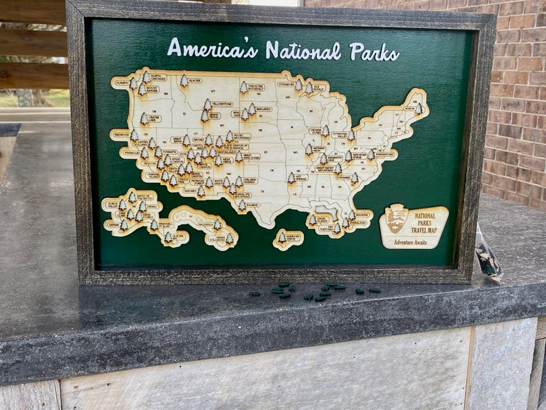National Park Travel Map framed Custom Travel Map Hiking Etsy