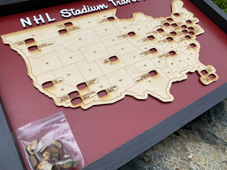 NHL Stadium Travel Map (framed): Laser-engraved Hockey Gift - Etsy