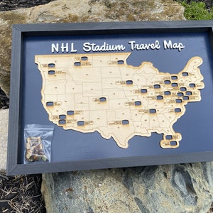 National Hockey League &quot;NHL&quot; Stadium Travel Map (Framed) | US Travel Map | Bucket List Travel Map