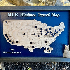 Major League Baseball mlb Stadium Travel Map framed US Travel Map Bucket List Travel Map - Etsy