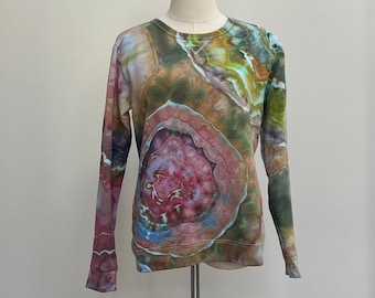 Ice-Dyed Sweatshirt Size M Crewneck Geode Pattern