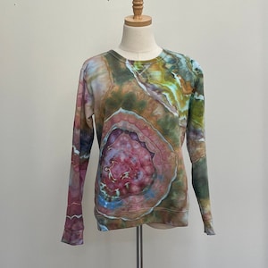 Ice-Dyed Sweatshirt Size M Crewneck Geode Pattern