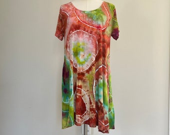 Vestido tingido com gelo tamanho L manga curta