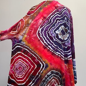 Cárdigan tipo kimono con frente abierto teñido en hielo, talla grande 2XL