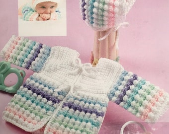 PDF Crochet Baby Set (Sweater, Bonnet And Afghan)