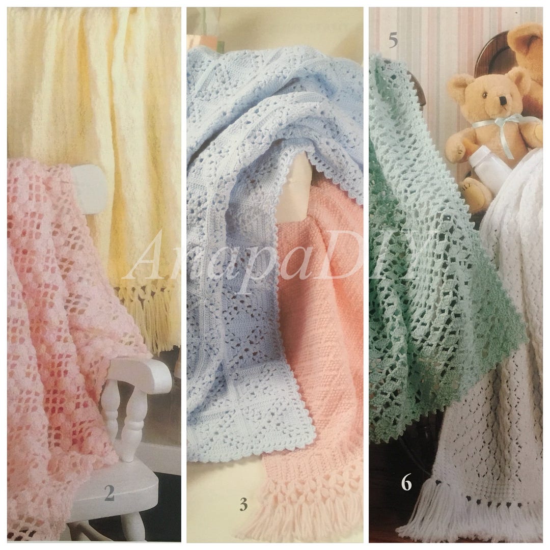 Baby Afghan Decke Häkelanleitung - 6 Klassische Muster Mit Ananas-Einfassung & Puffstichen