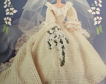 PDF Crochet Doll Wedding Dress (Hoops, Veil, Crown and Bouquet)