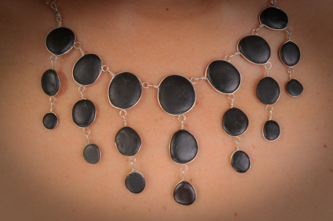 Natural Sea Stone Necklace With Silver 955 Etsy