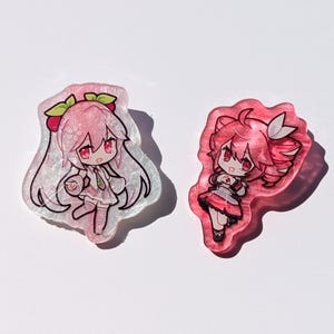 Kasane Teto & Sakura Miku Vocaloid Pearl Acrylic Pins