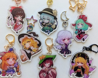 Porte-clés Acrylique Mignon - 6 Pendentifs Hakurei Reimu Chibi - Personnage Anime - Pour Fans - Décoration Sac Ou Clés