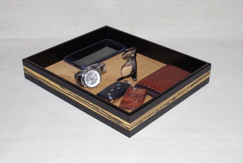 Handmade ebony wood valet tray