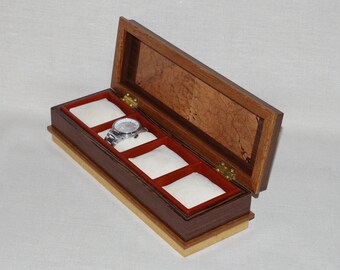Handmade wooden watch box for 4 watches