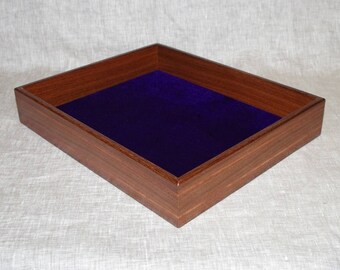 Handmade Brown Ebony and Bubinga wooden valet tray box