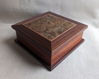 Handmade square jewelry box with lid