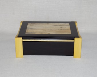 Handmade exotic ebony wood box with lid