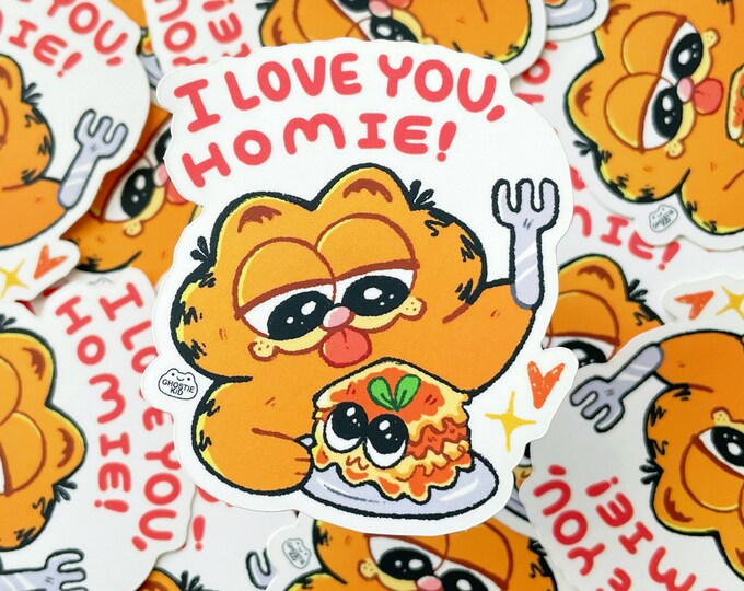 Featured listing image: Garfield I Love You Homie | Vinyl Sticker