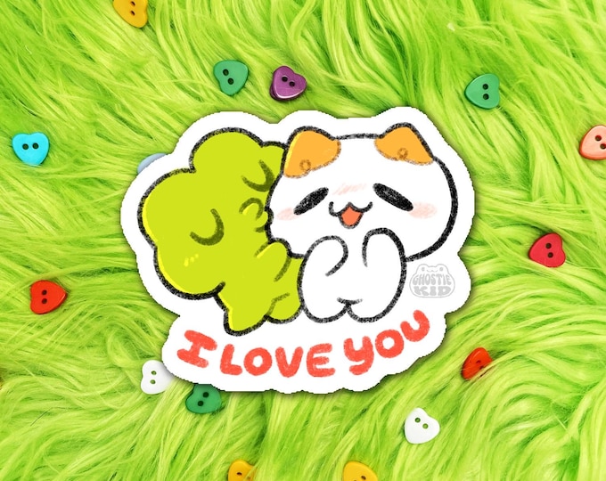 I love you |Cat and Frog | Vinyl Sticker!