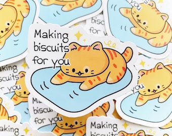 Cat Making Biscuits Vinyl Sticker Cute Adorable Kitten Toe Beans