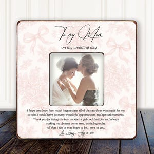 Cornice personalizzata per la madre della sposa • Regalo fotografico personalizzato per il giorno delle nozze • Ricordo sentimentale di ringraziamento da parte della figlia