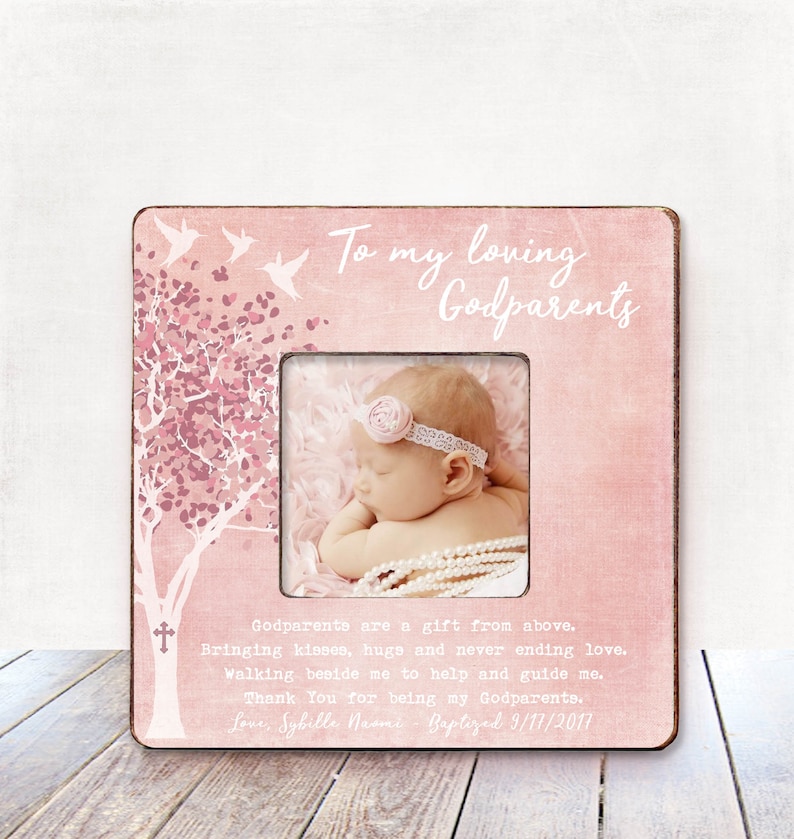 Godparent gift Baby Girl Godparents Gift Baptism picture frame Etsy