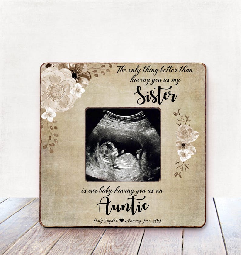 4 x 6 Inch Baby New Pregnancy Scan Wooden Photo Frame Auntie and Uncle Gift