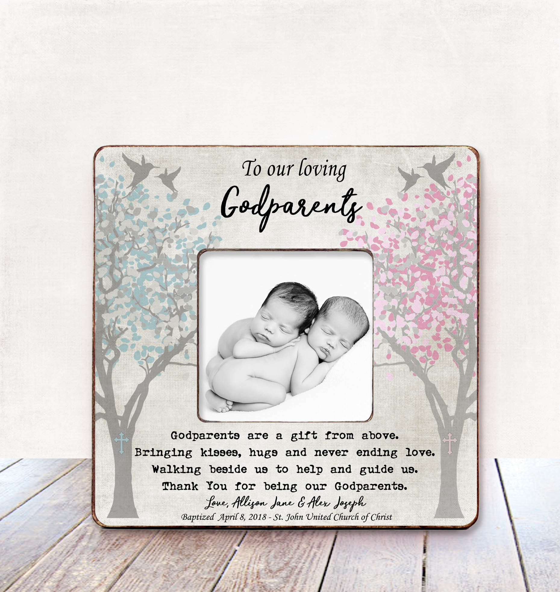 GODPARENTS Gift from TWINS Girl and Boy Baptism Gift for Etsy